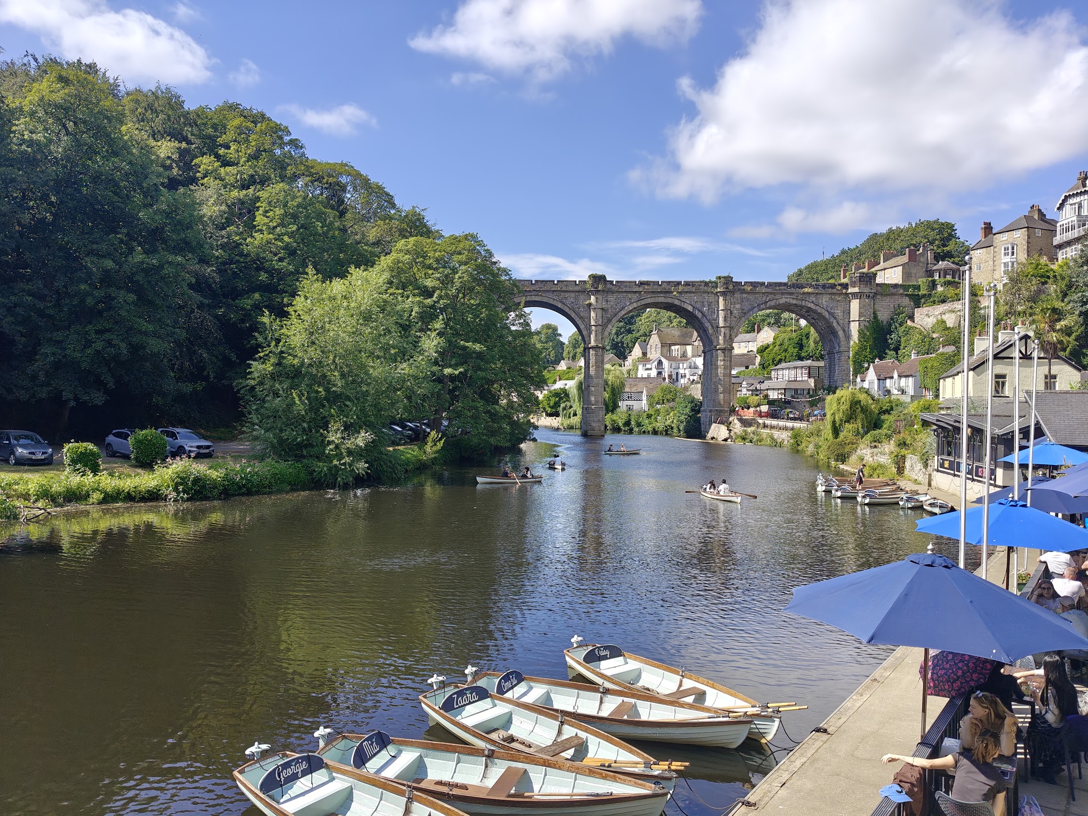 Rowing boats for hire on the River Nidd in Knaresborough