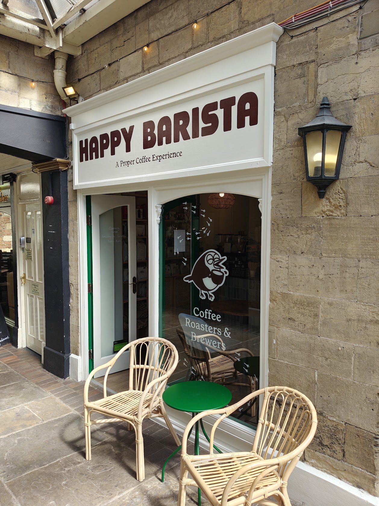 The Happy Barista coffee shop in the arcade off Knaresborough Market Square