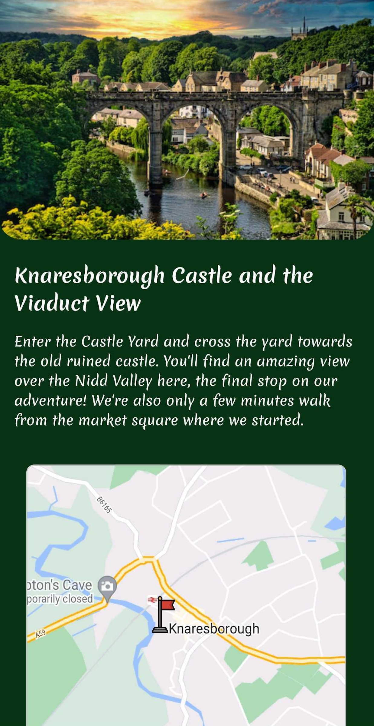 Screenshot of the Yorkshire Adventure map view